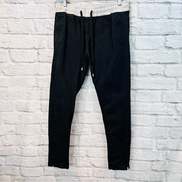 ORO Los Angeles Men’s Large Black Skinny Leg Ankle Zip Jogger Pants - Picture 1 of 14
